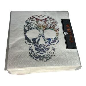Sugar skull metallic sugar skull 3ply set of 40 cocktail napkins